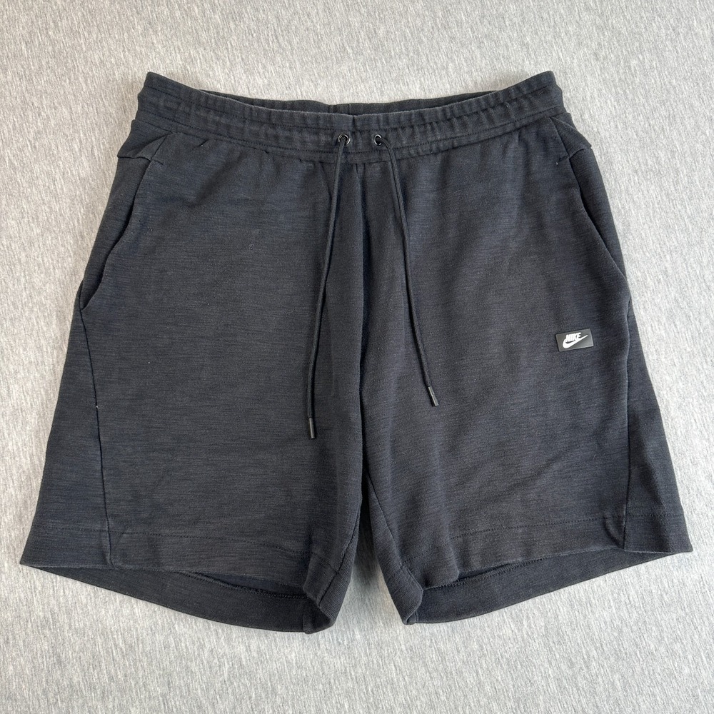 Nike Sportswear Optic Fleece Shorts Mens XL Black Drawstring Zip Pocket